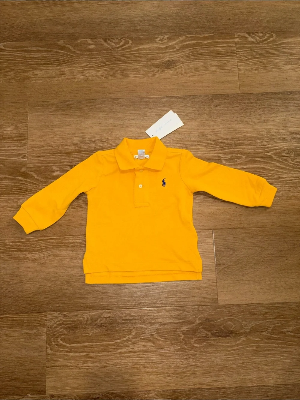 Infant Toddler Kids Ralph Lauren Gold Long Sleeve Polo Size 9M New